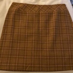 Loft brown and pink plaid skirt